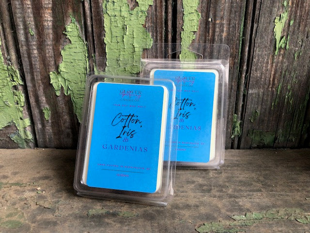 Cotton, Iris & Gardenias is our clean scent fragrance candle that we are releasing with our core collection in a few weeks. This lovely floral, yet calming fragrance is a balanced mix of cotton blossoms, iris, gardenias, violets, lily of the valley, tuberose and lemon peels.