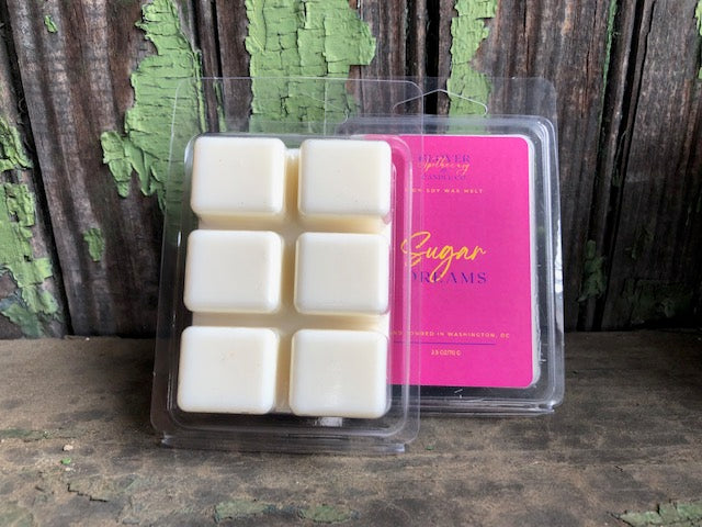 Sugar Dreams is our soft yet sweet, dreamy-candy fragrance that is sure to surprise your senses. This fruity scent consist of strawberries, raspberries, tonka beans, vanilla, sweet orange, lemon and light musk. One cube should fill a room easily.
