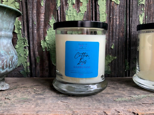 Cotton, Iris & Gardenias is our clean scent fragrance candle that we are releasing with our core collection in a few weeks. This lovely floral, yet calming fragrance is a balanced mix of cotton blossoms, iris, gardenias, violets, lily of the valley, tuberose and lemon peels. All of our candles are made with 100% virgin coconut soy wax. 
